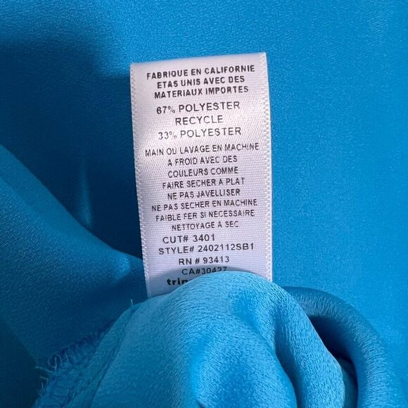 Trina Turk Silky Turquoise Poplin Point Collar Cuffed Long Sleeve Shirt NWOT - Picture 12 of 13